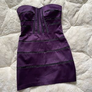 BCBGeneration Gorgeous Purple & Black Silky Strapless Cocktail Party Dress 8